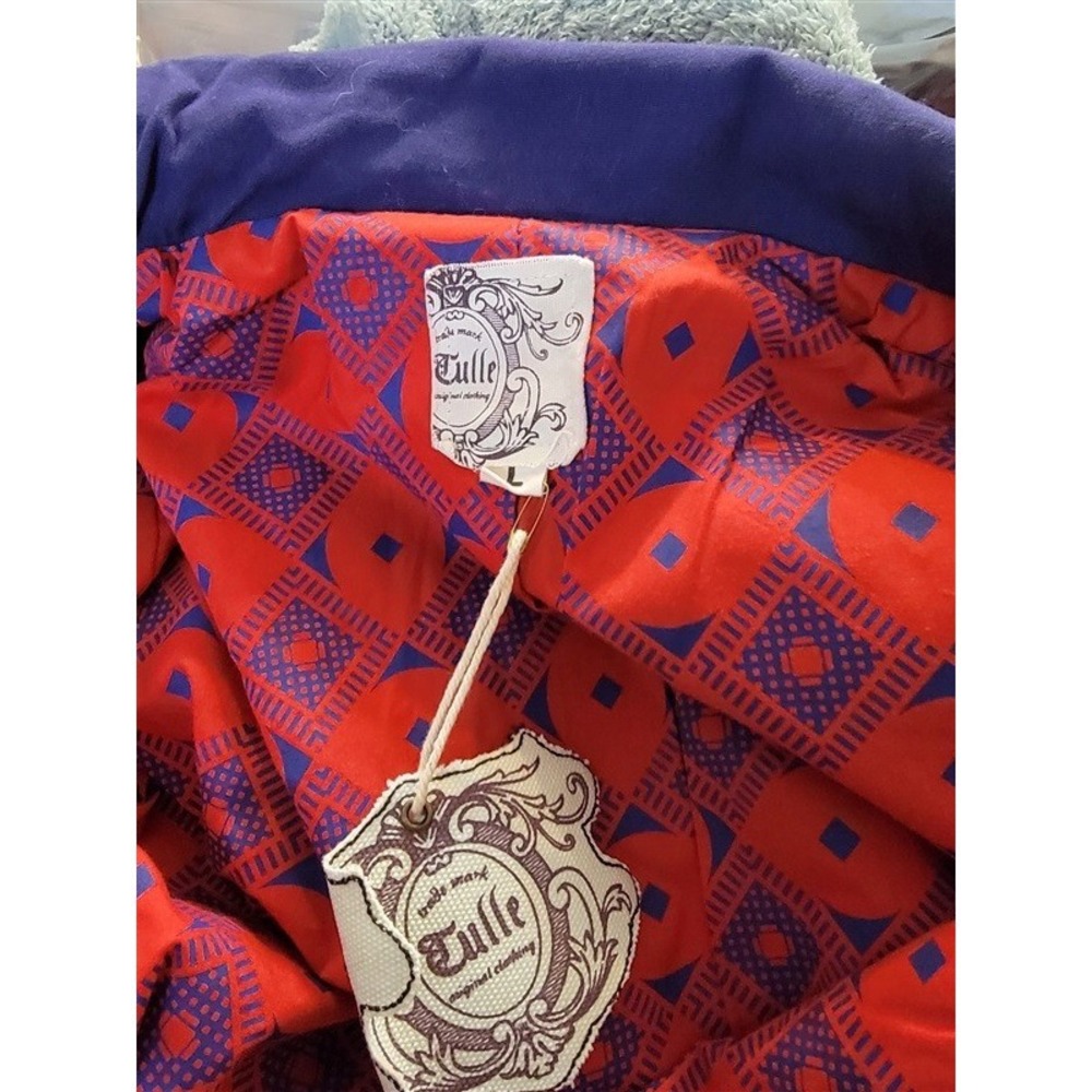 NWT Anthropologie Tulle L Navy Blue & Red Trim Blazer Jacket 99299 - Picture 2 of 4